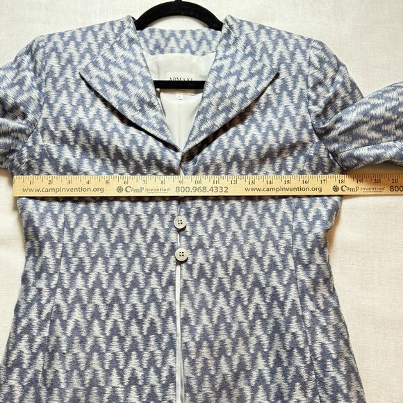 Armani Collezioni Size 8 Womens Blue White Textured Blazer 3 Button Fully Lined - Picture 5 of 6